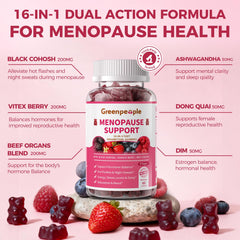 GREENPEOPLE Menopause Gummies packaging close-up with label visible
