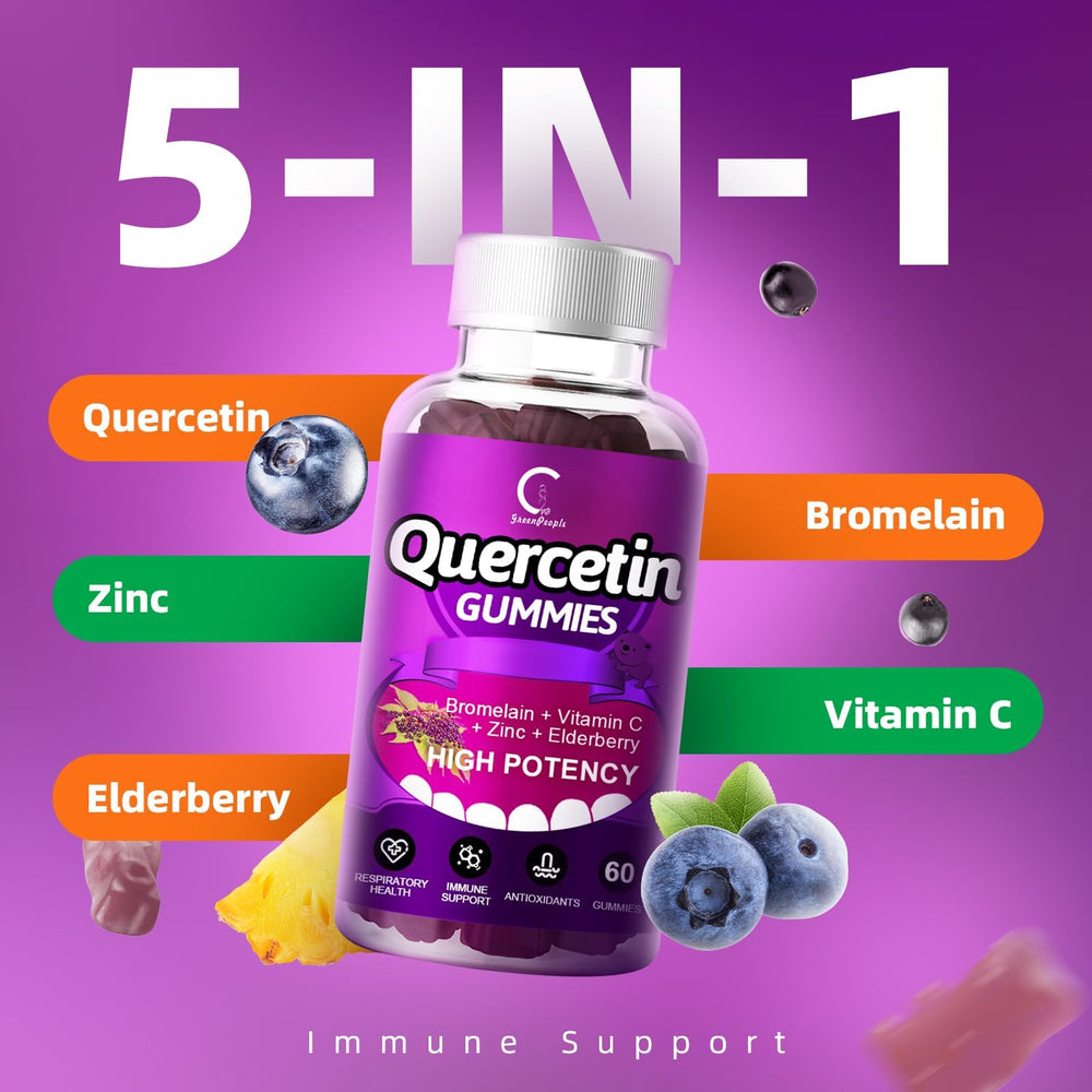 GreenPeople Quercetin Gummies daily-dose two gummies in a serving context.