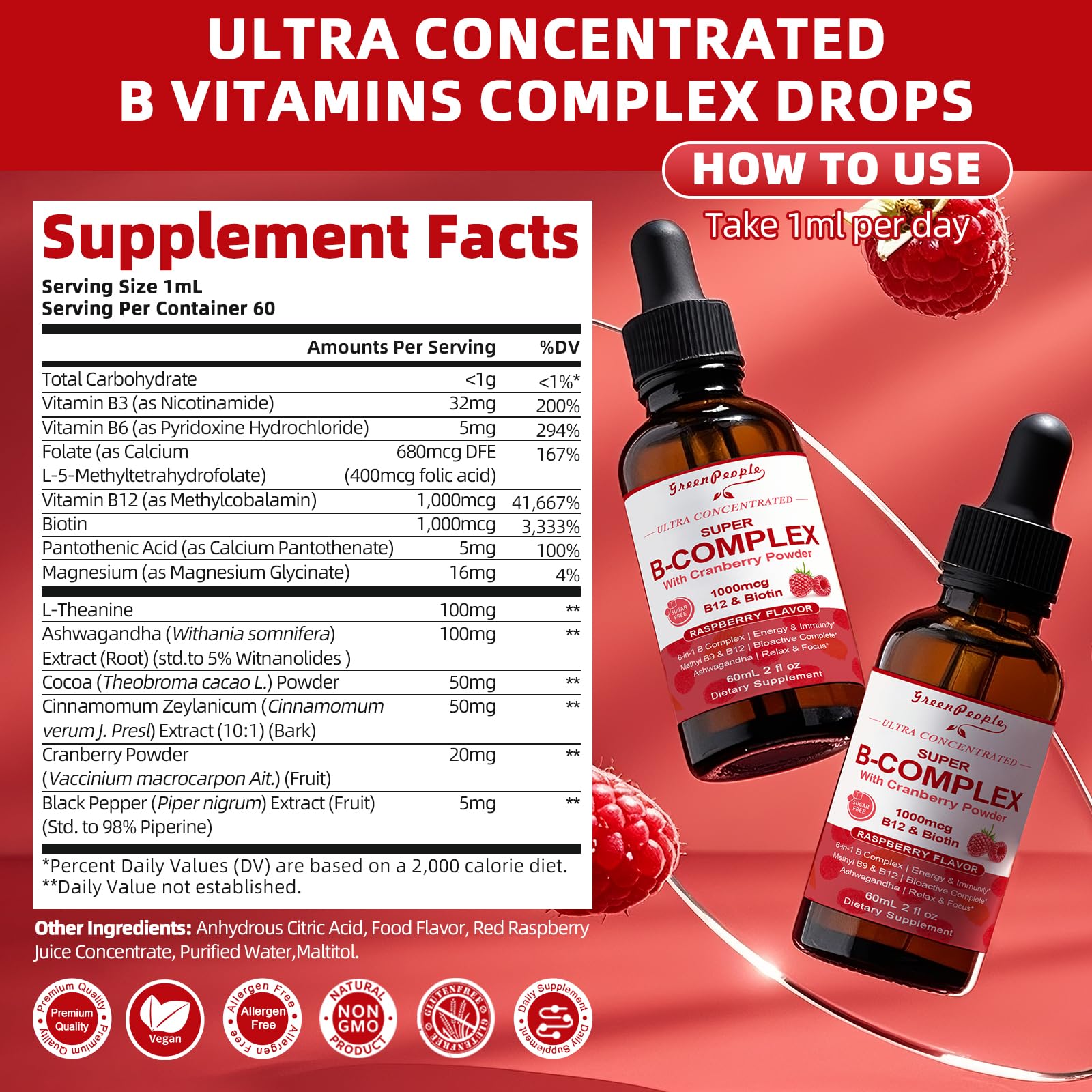 GREENPEOPLE Vitamin Methylated B Complex with Ashwagandha and L-Theanine for balance.