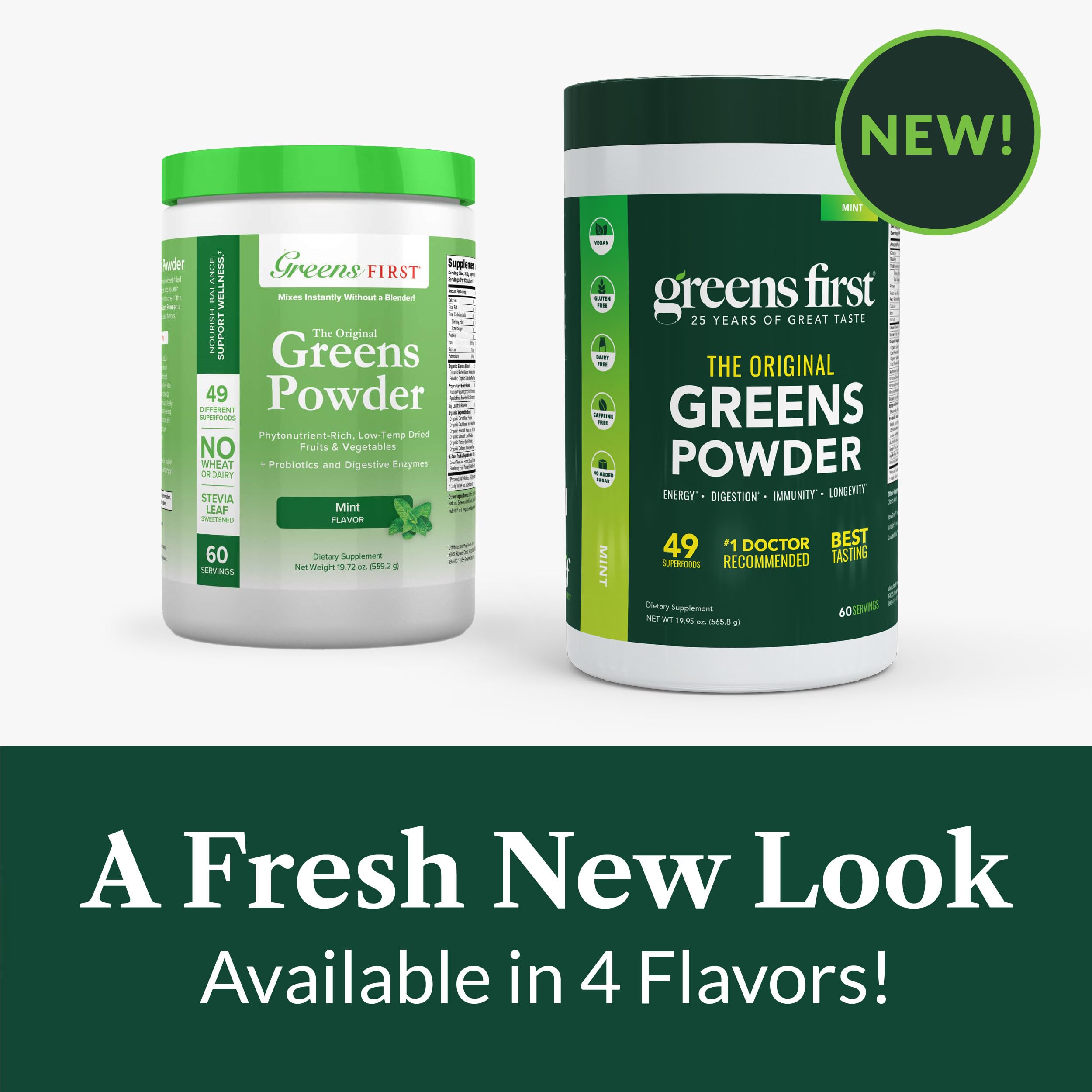 Mint smoothie in a glass with Greens First Original for easy daily nutrition