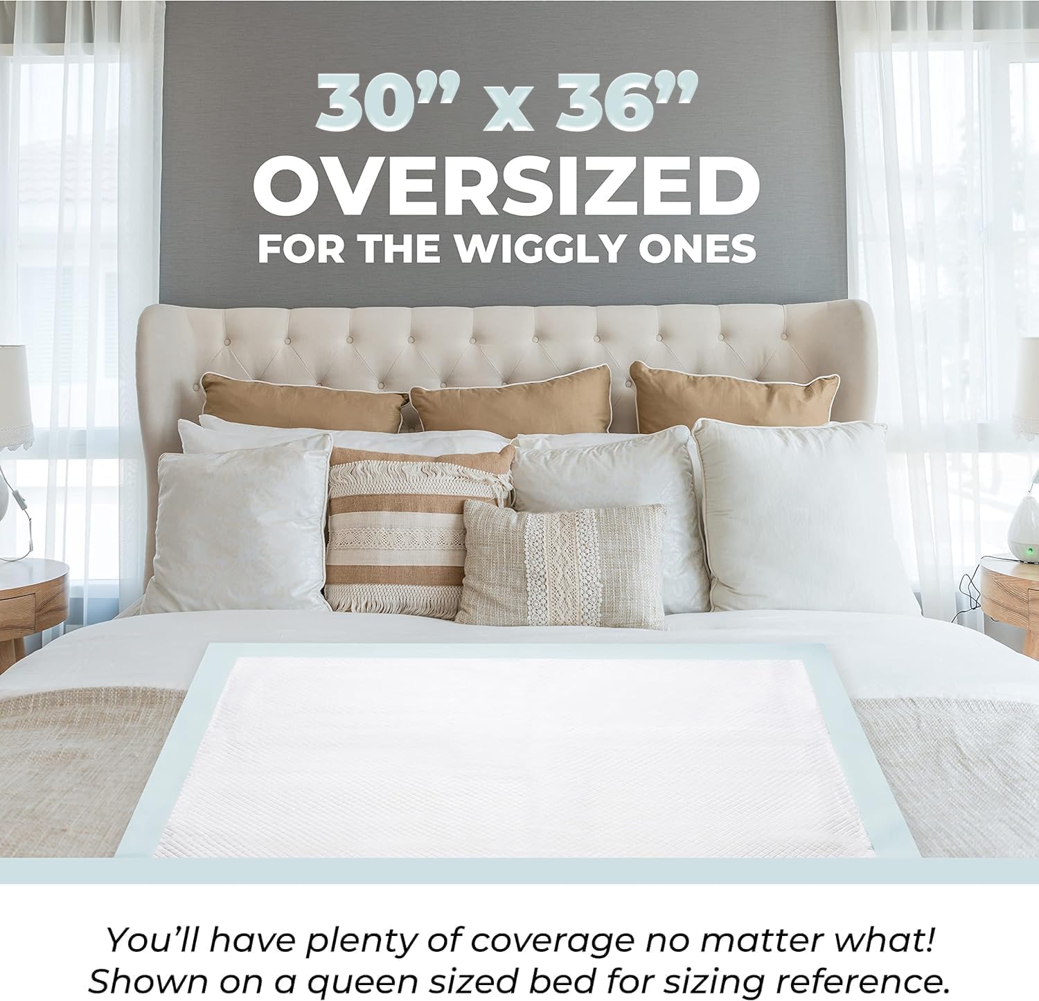 ABSORBENT core detail highlights moisture control in GREEN LIFESTYLE Underpads.