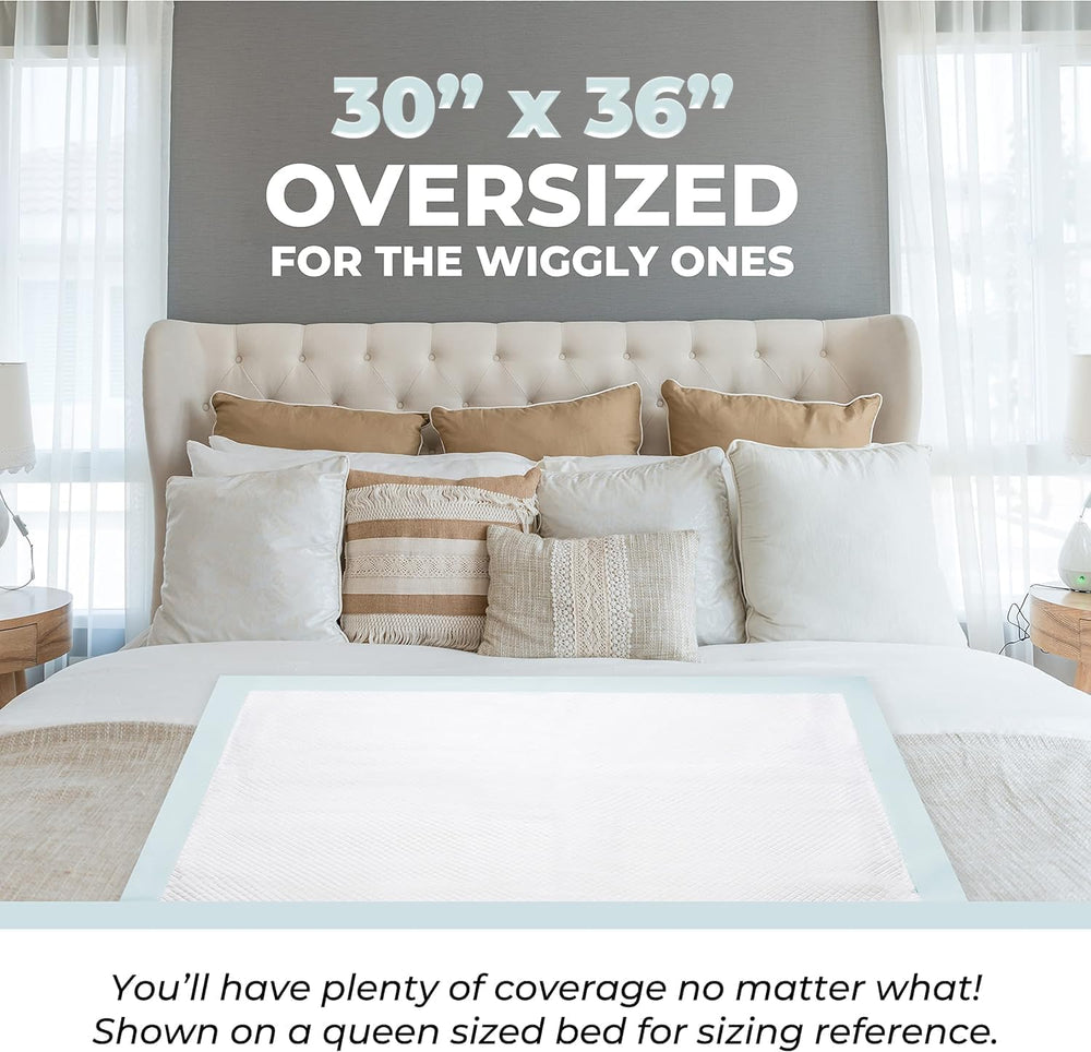 ABSORBENT core detail highlights moisture control in GREEN LIFESTYLE Underpads.