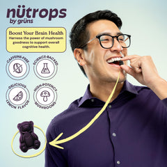 Grüns Nutrops on-the-go snack packs ideal for busy days and sustained attention.