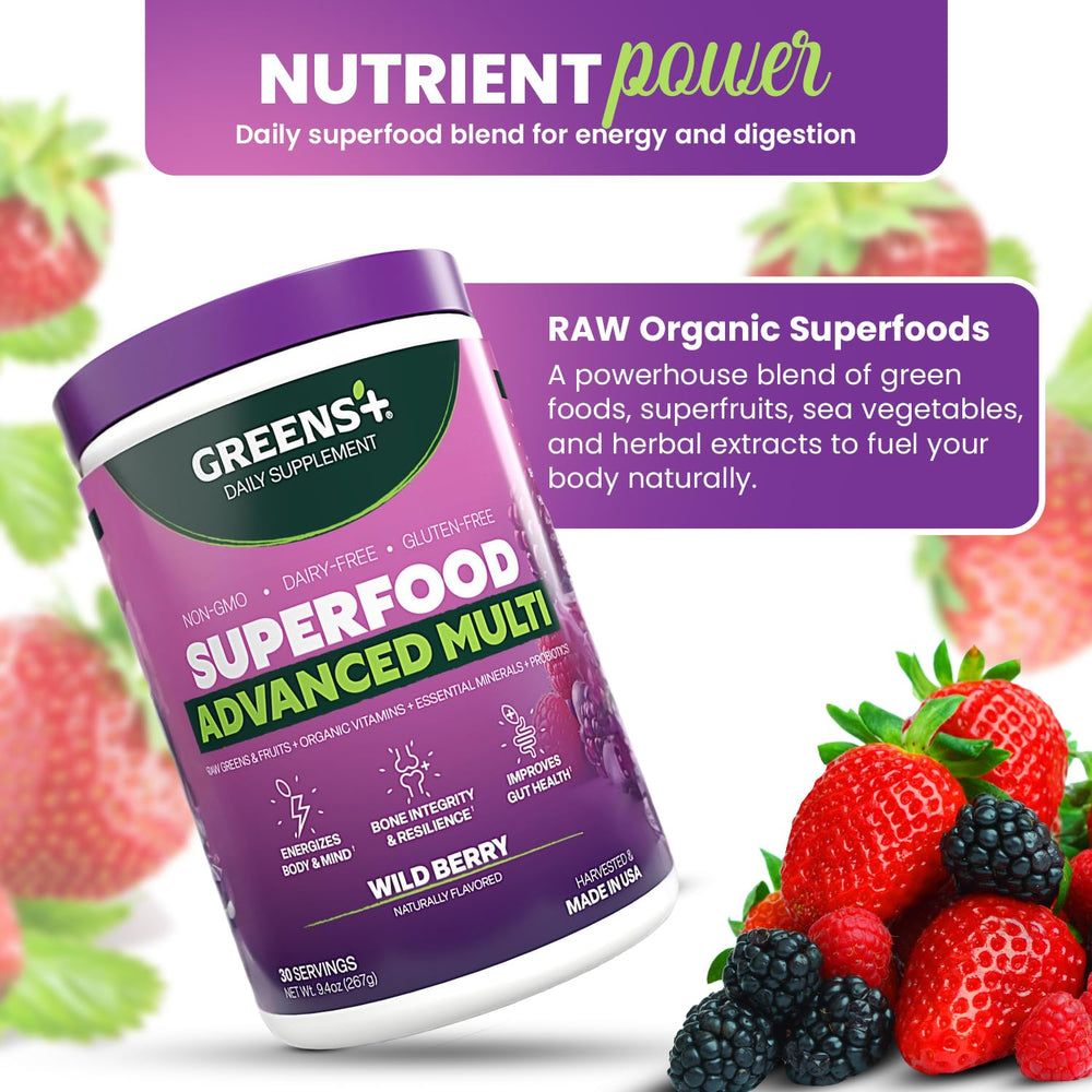 Morning routine with Greens+ stirred into water or plant-based milk.