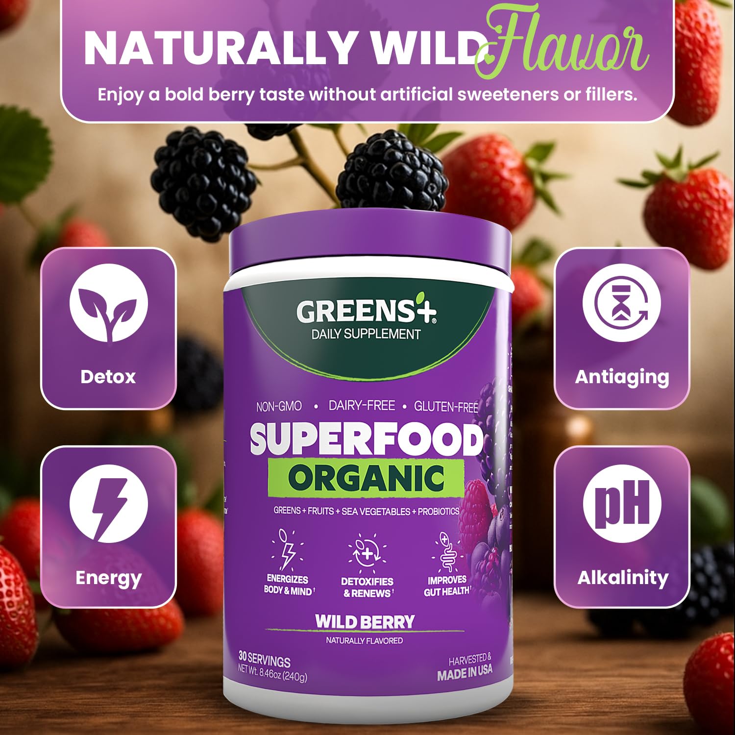 Greens+ Vegan Gluten Free Dairy Free label supports dietary choices
