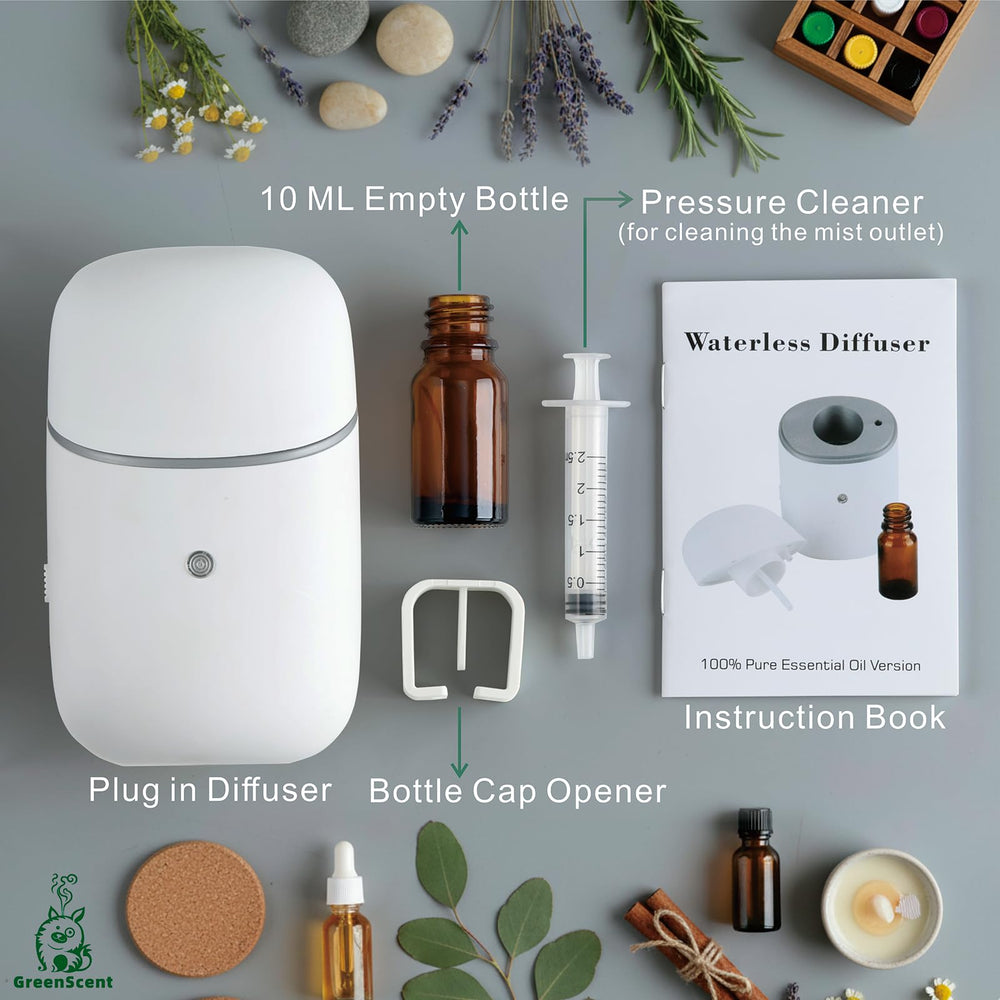 GREENSCENT diffuser features a 12-hour timer for customizable intervals