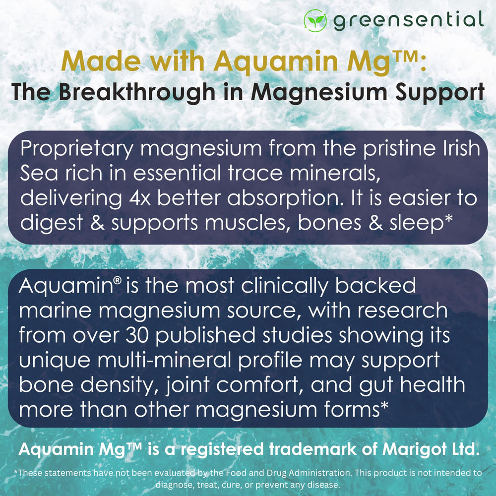 Greensential Magnesium Complex packaging with athletic recovery use case