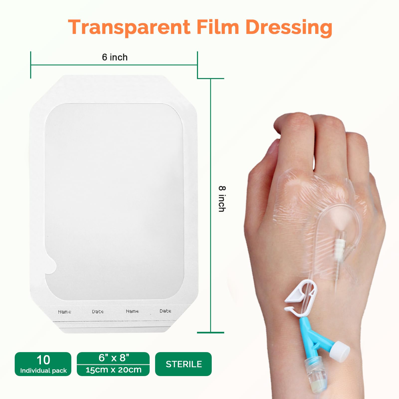 Greetmed breathable film dressing closeup with skin-friendly adhesive.