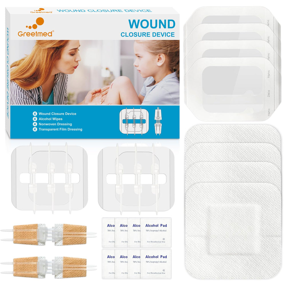 Greetmed Zipstitch kit overview showing a complete wound care set.