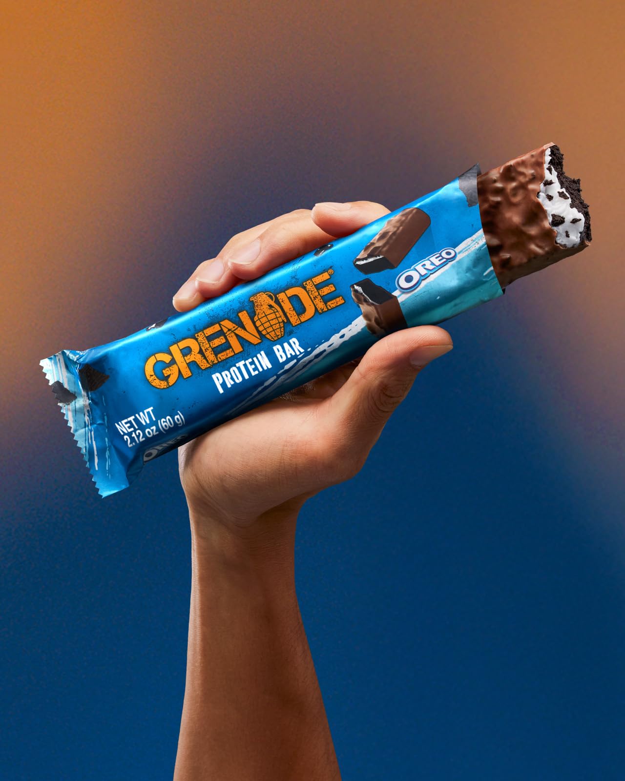 Grenade Oreo after workout bar suggesting convenient recovery bite
