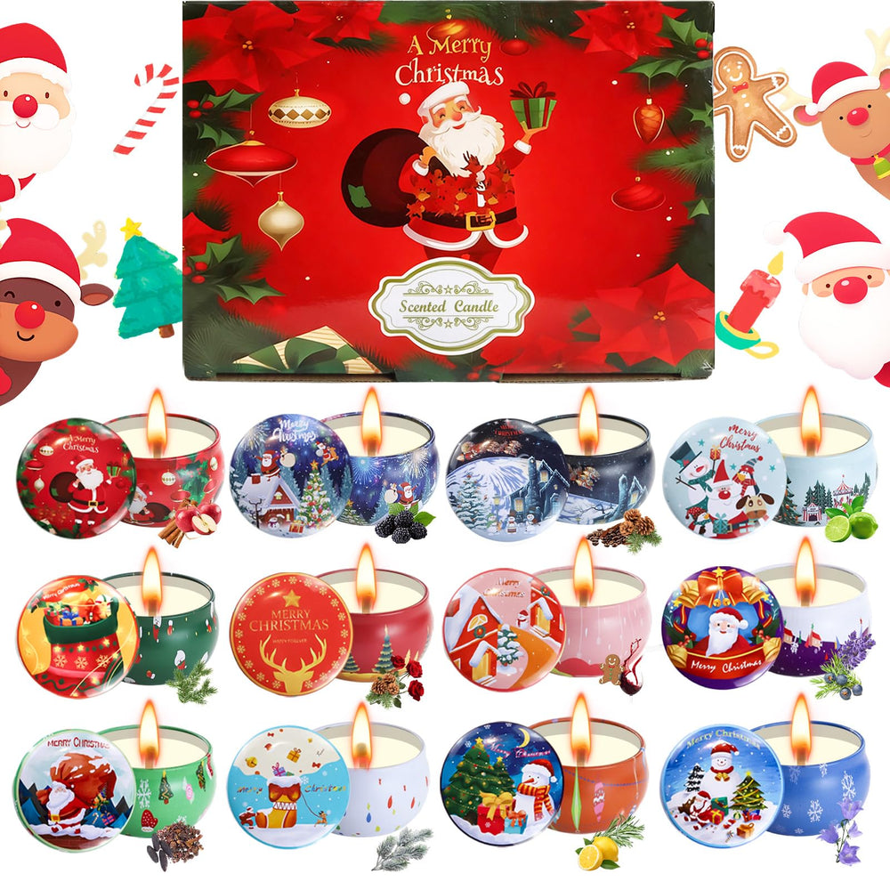 Grestar 12-pack Christmas candles with soy wax for clean, long-lasting fragrance
