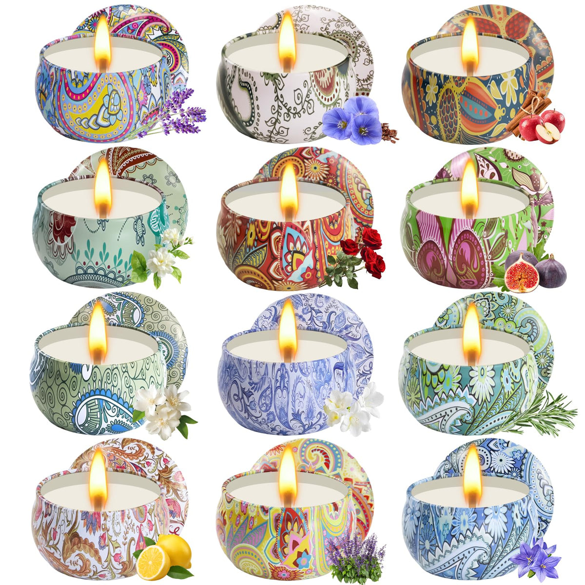 Grestar 12-pack scented candles set for home ambiance and mood enhancement.