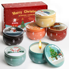 Grestar six-pack Christmas candles in festive packaging for cozy home décor.