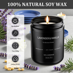 Grestar vela lavanda vainilla, cera soja natural, combustión más limpia.