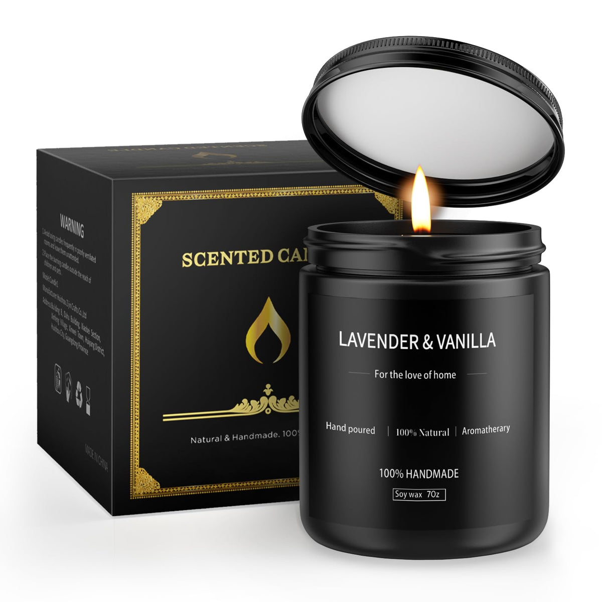 Grestar vela lavanda vainilla, envase lujo, aroma suave para cualquier espacio.