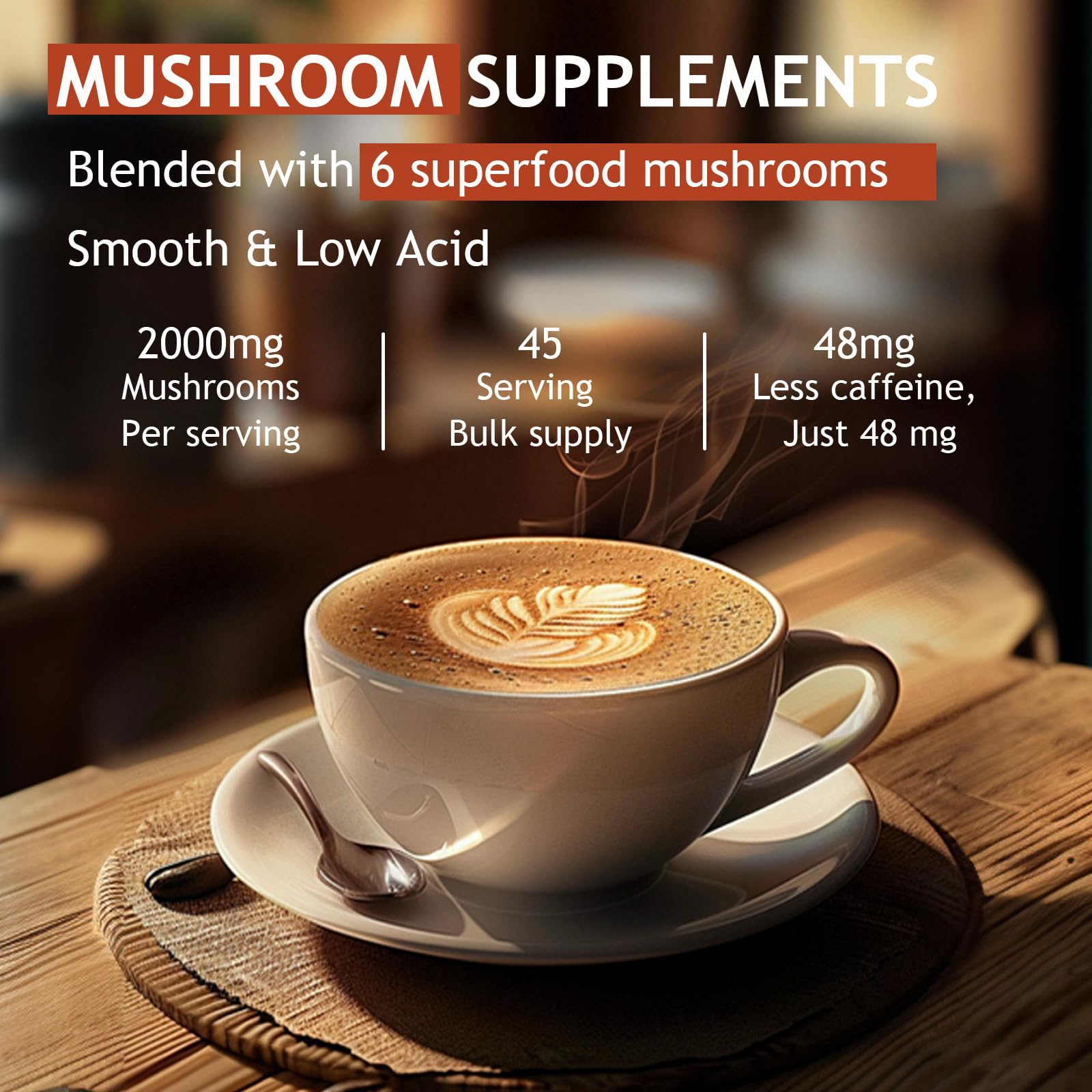 GRGTP Mushroom Coffee vegan and non-GMO icon on packaging.