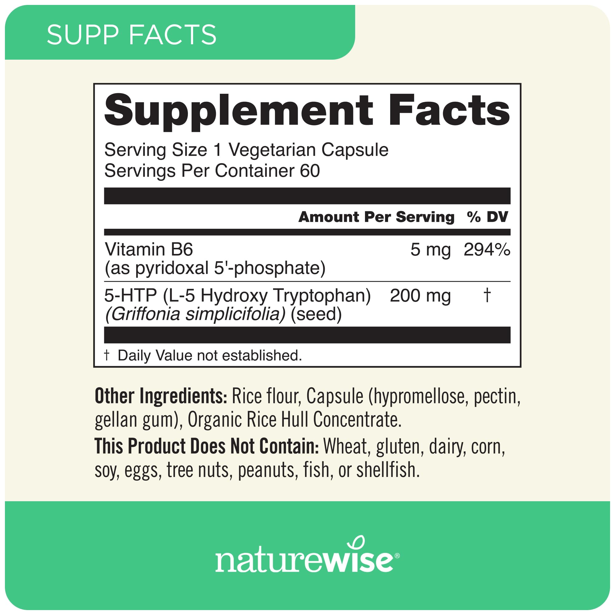 Griffonia seeds source for NatureWise 5-HTP, plant-based origin.