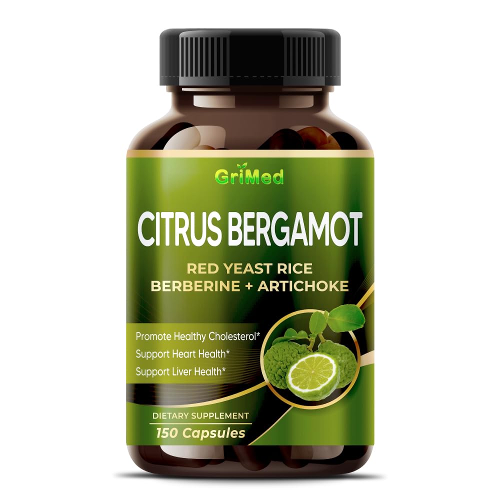 GriMed Citrus Bergamot bottle with capsules for daily heart health.