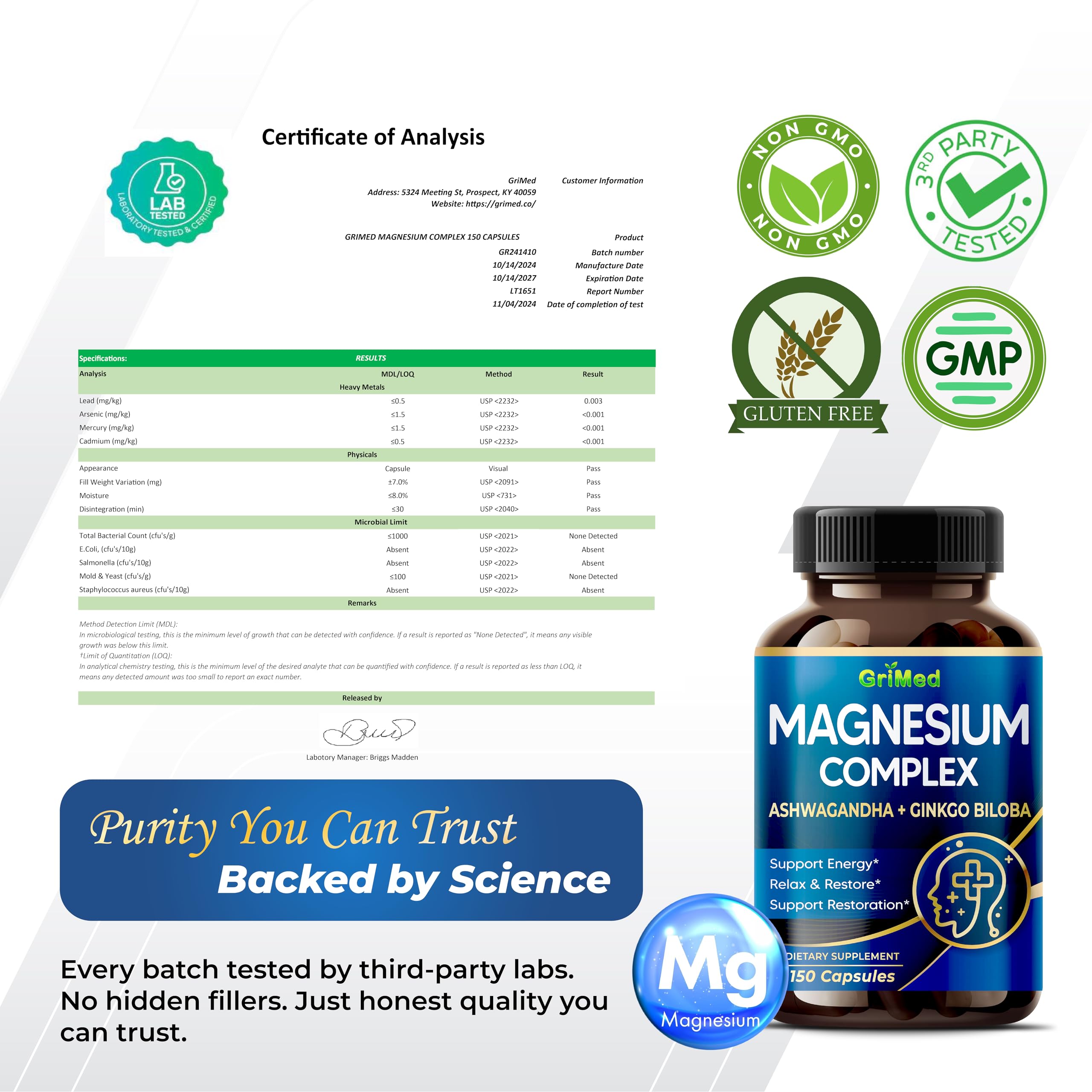 GriMed Magnesium Complex 150-day supply for extended use.