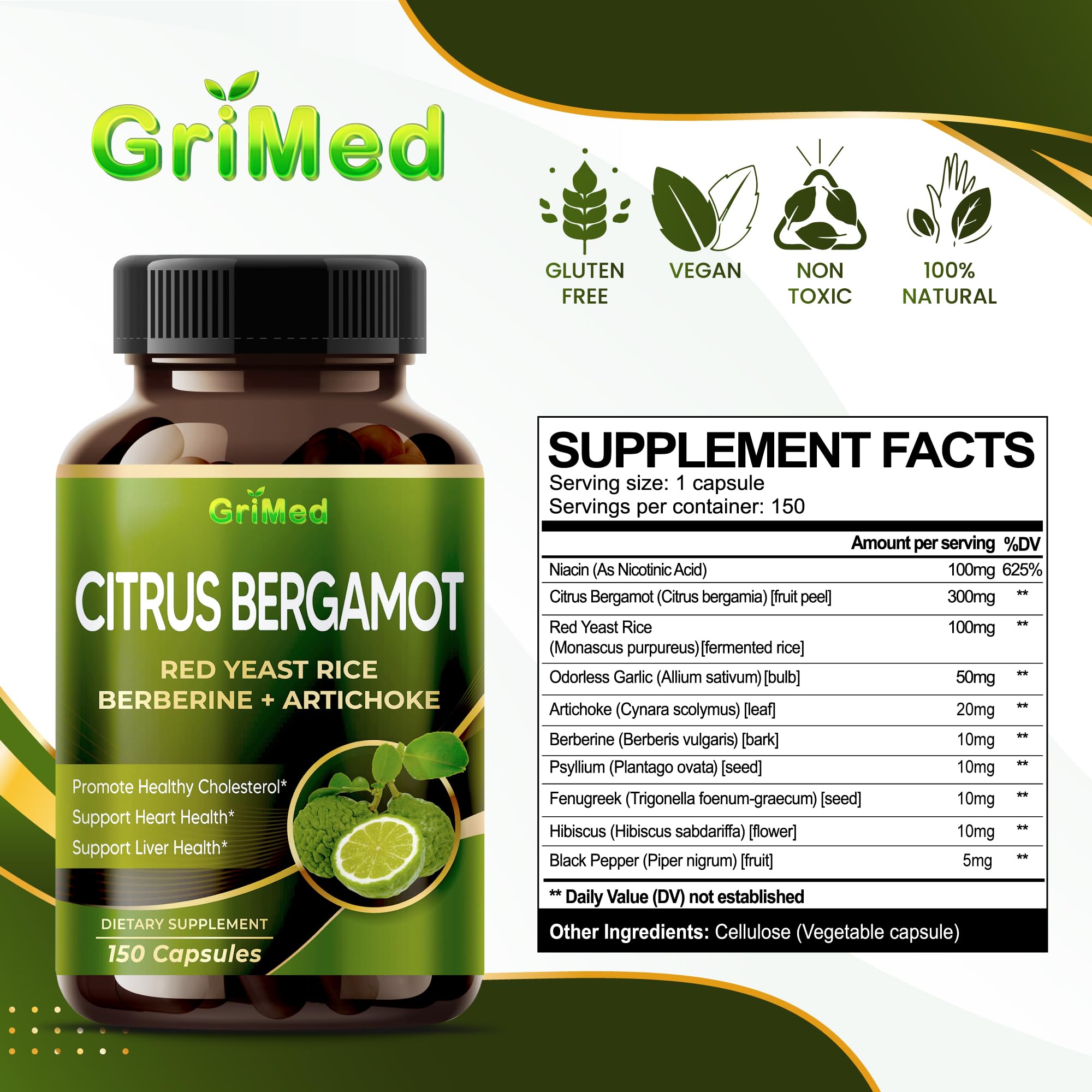 GriMed odorless garlic and artichoke capsules may support heart health.