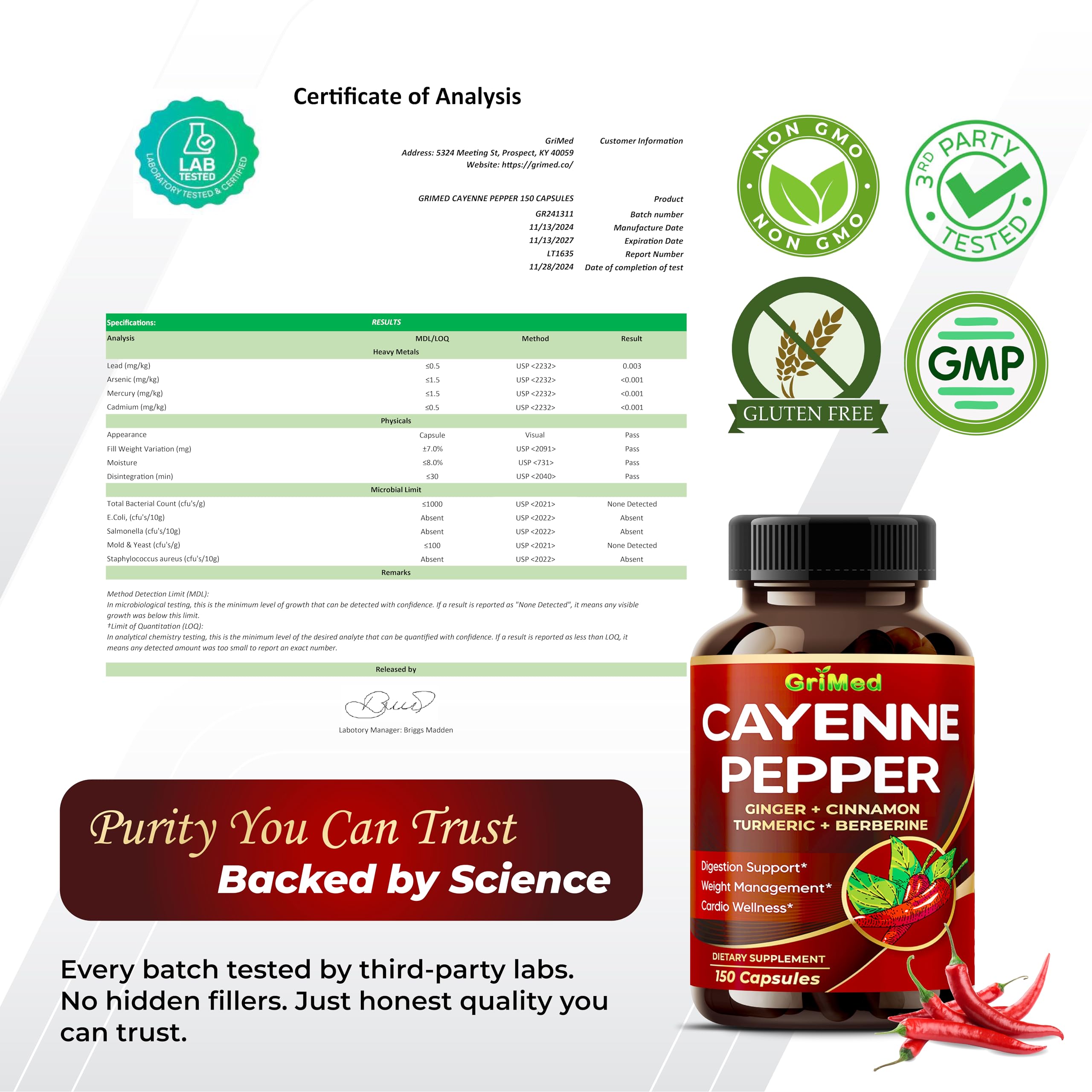 GriMed Ultra Cayenne Pepper packaging displayed beside a pill organizer.