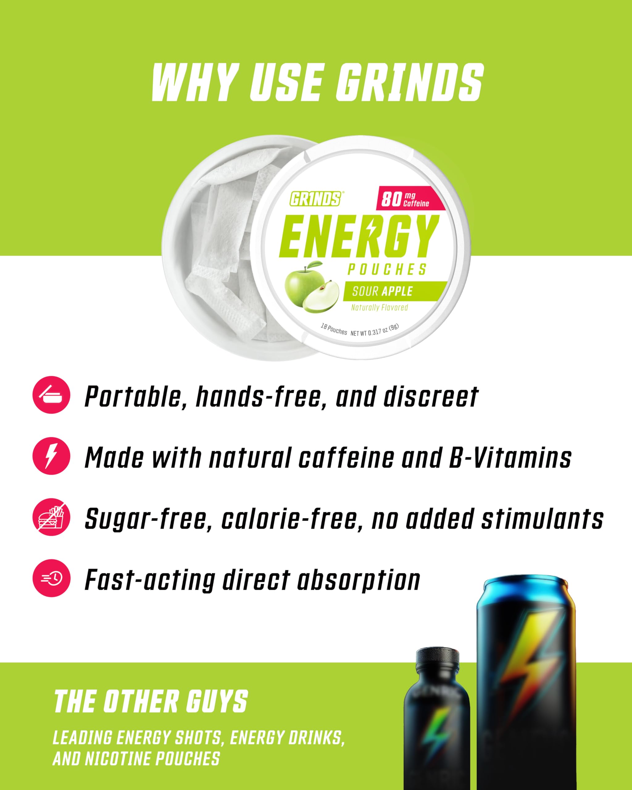 GRINDS energy pouch in pocket ready for workouts or commutes