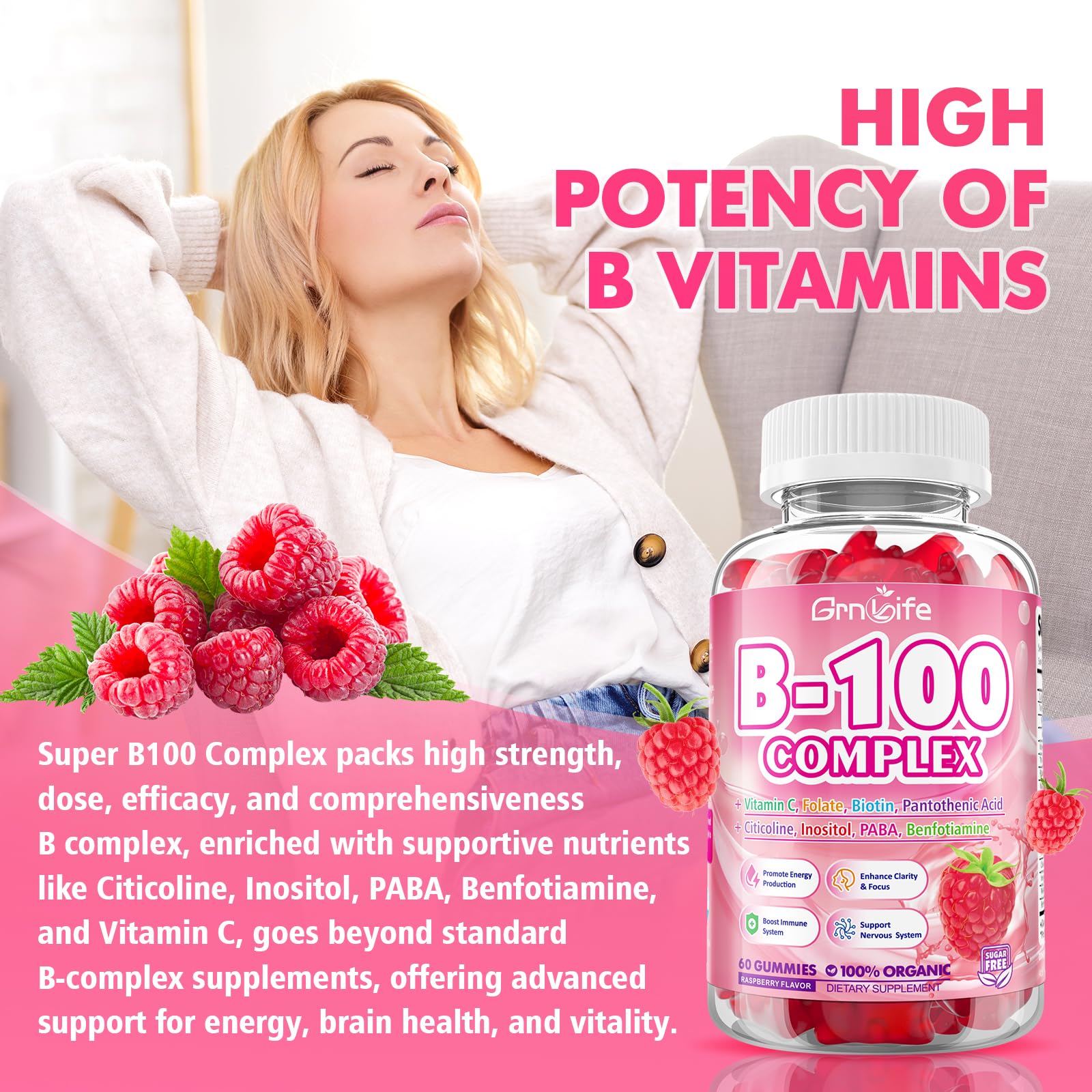 GrnLife B Complex Gummies two-pack display for convenient daily use