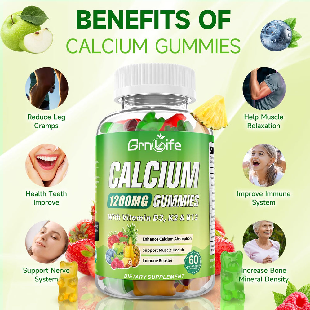 GrnLife calcium citrate gummies assortment with mixed flavors for daily chew