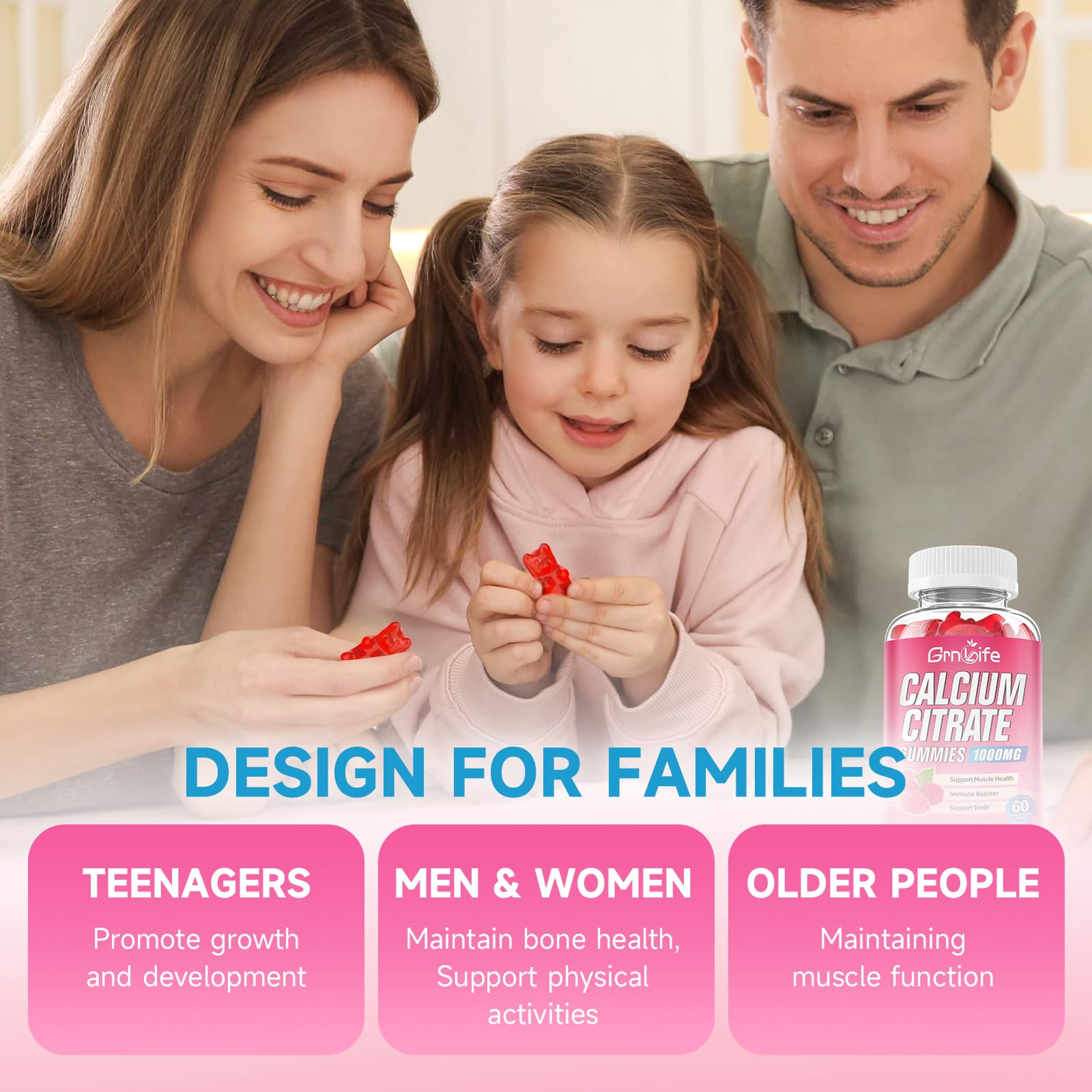 GrnLife calcium citrate gummies raspberry tasting close-up highlighting appealing flavor