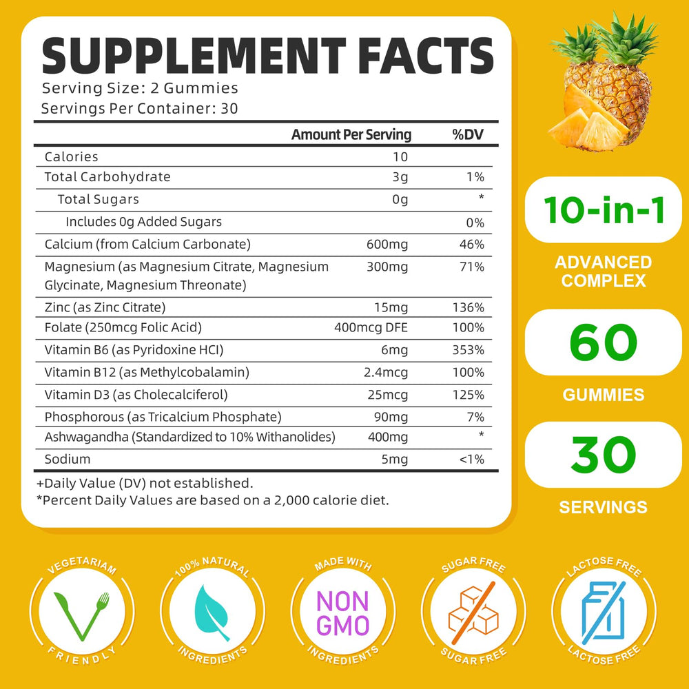 GrnLife gummies pineapple bite image highlighting sugar-free, vegan, and gluten-free formula.