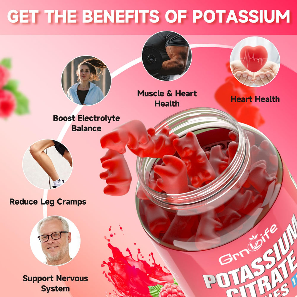 GrnLife Potassium Citrate Gummies spoon for quick on-the-go chewing.