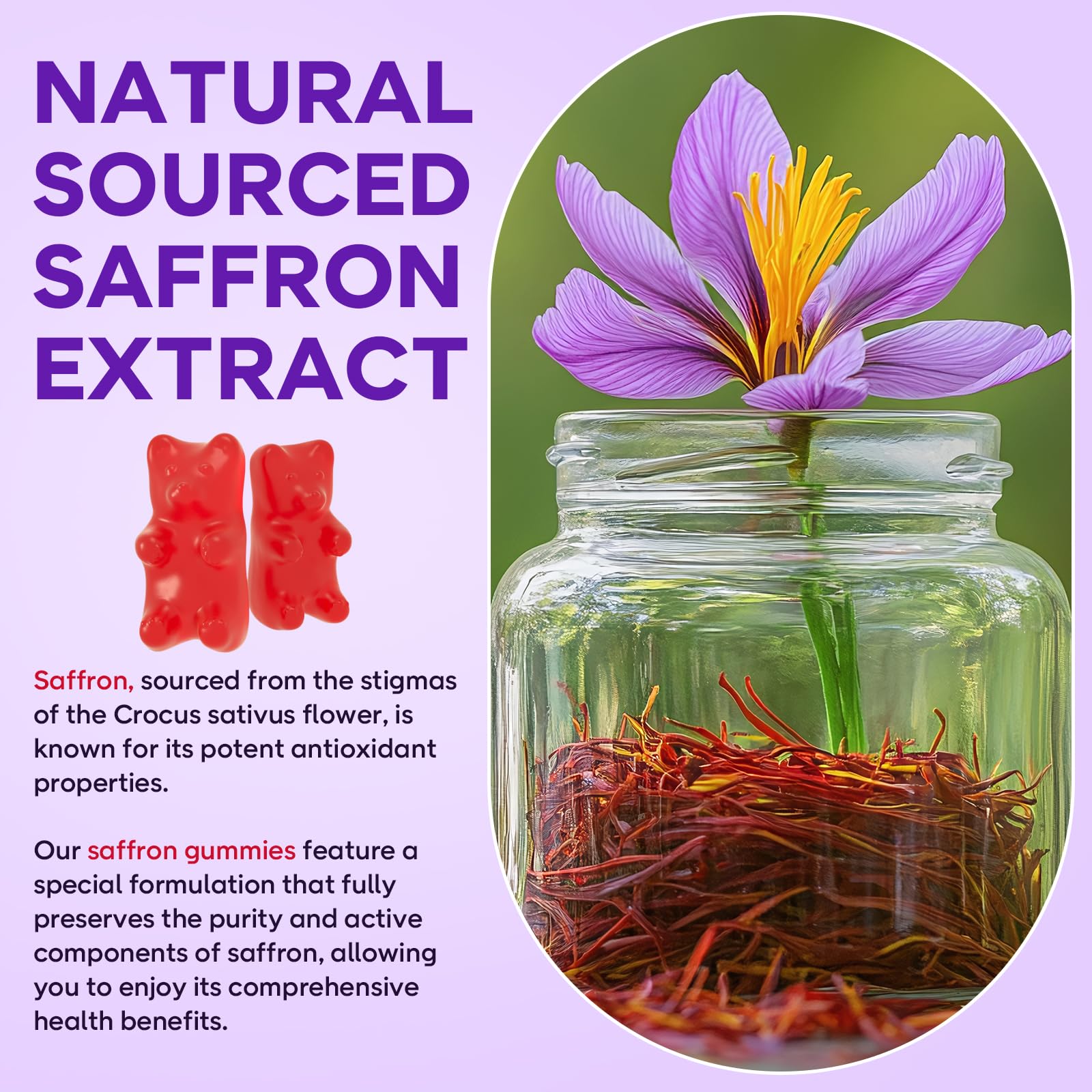 GrnLife saffron gummies used by kids and adults without water.