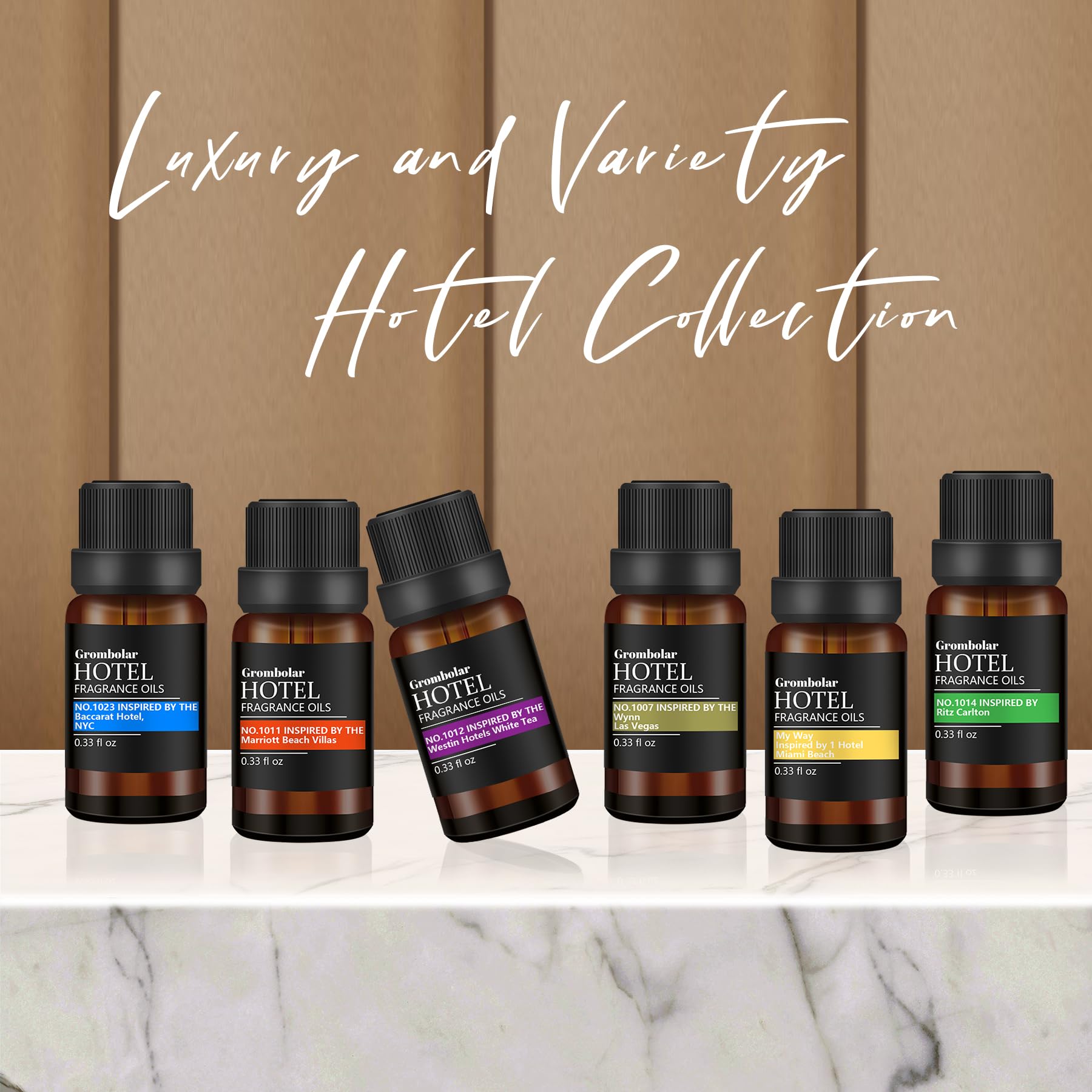 Grombolar True Hotel Opulence diffuser oil bottle luxurious fragrance.
