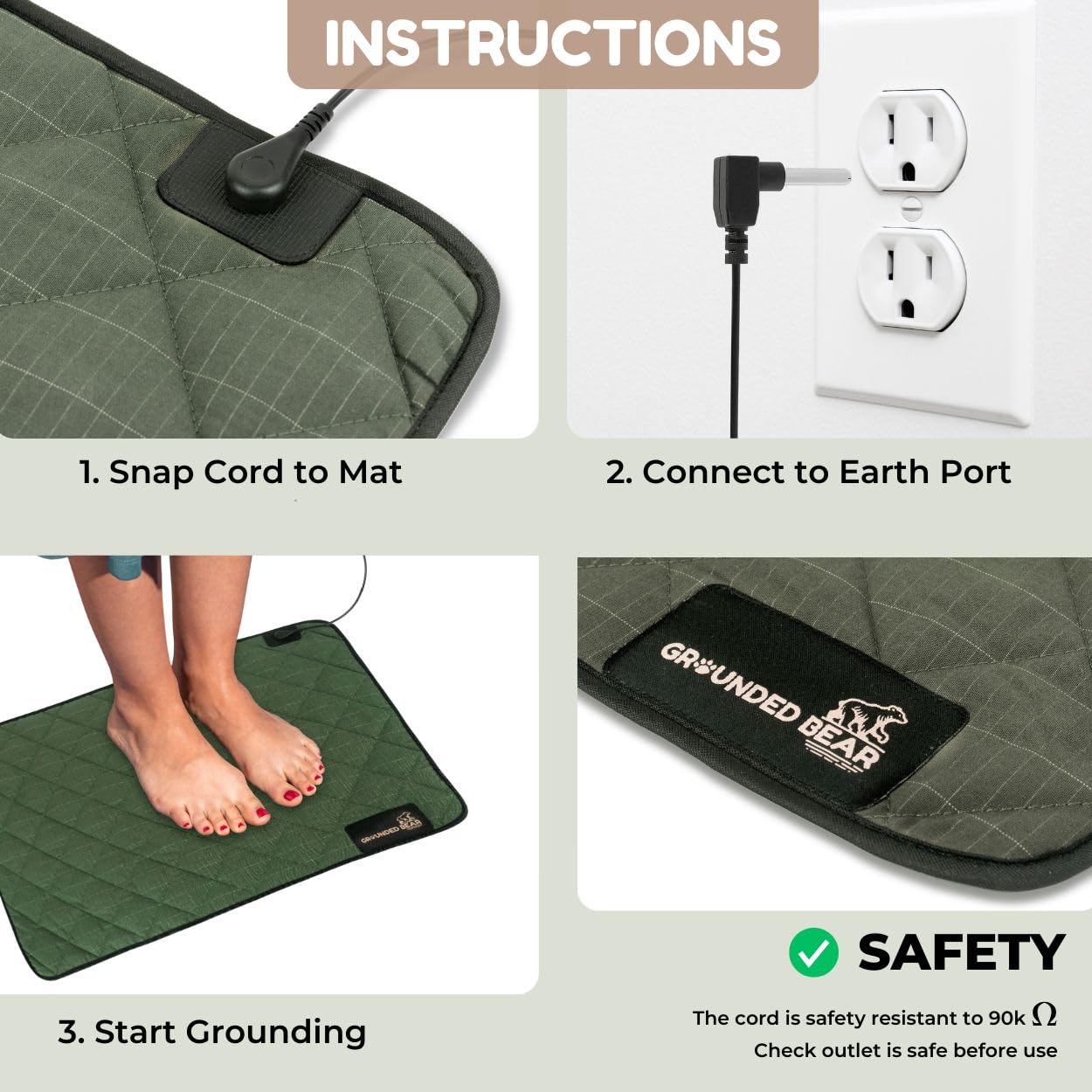 Grounded Bear 24x16 inch mat size fits bed or desk setups.