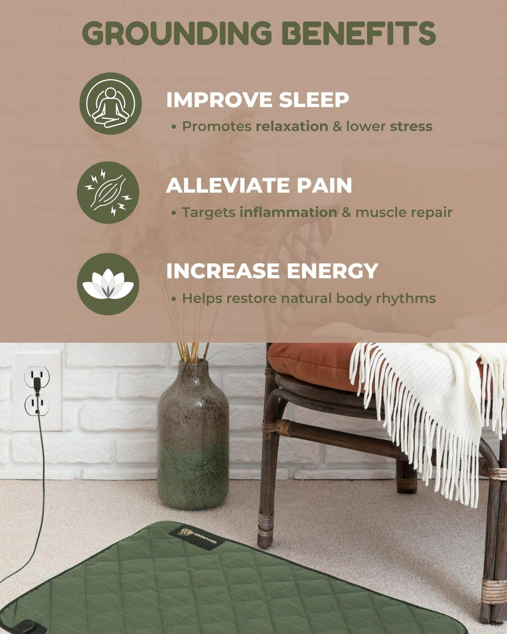 Grounded Bear grounding mat for desk use supports comfortable focused work.