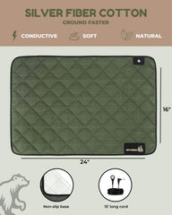 Grounded Bear silver fiber cotton mat highlights high conductivity for grounding.