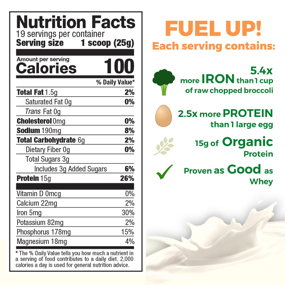 Growing Naturals Organic Rice Protein Powder scoop ready to mix a low-carb protein
