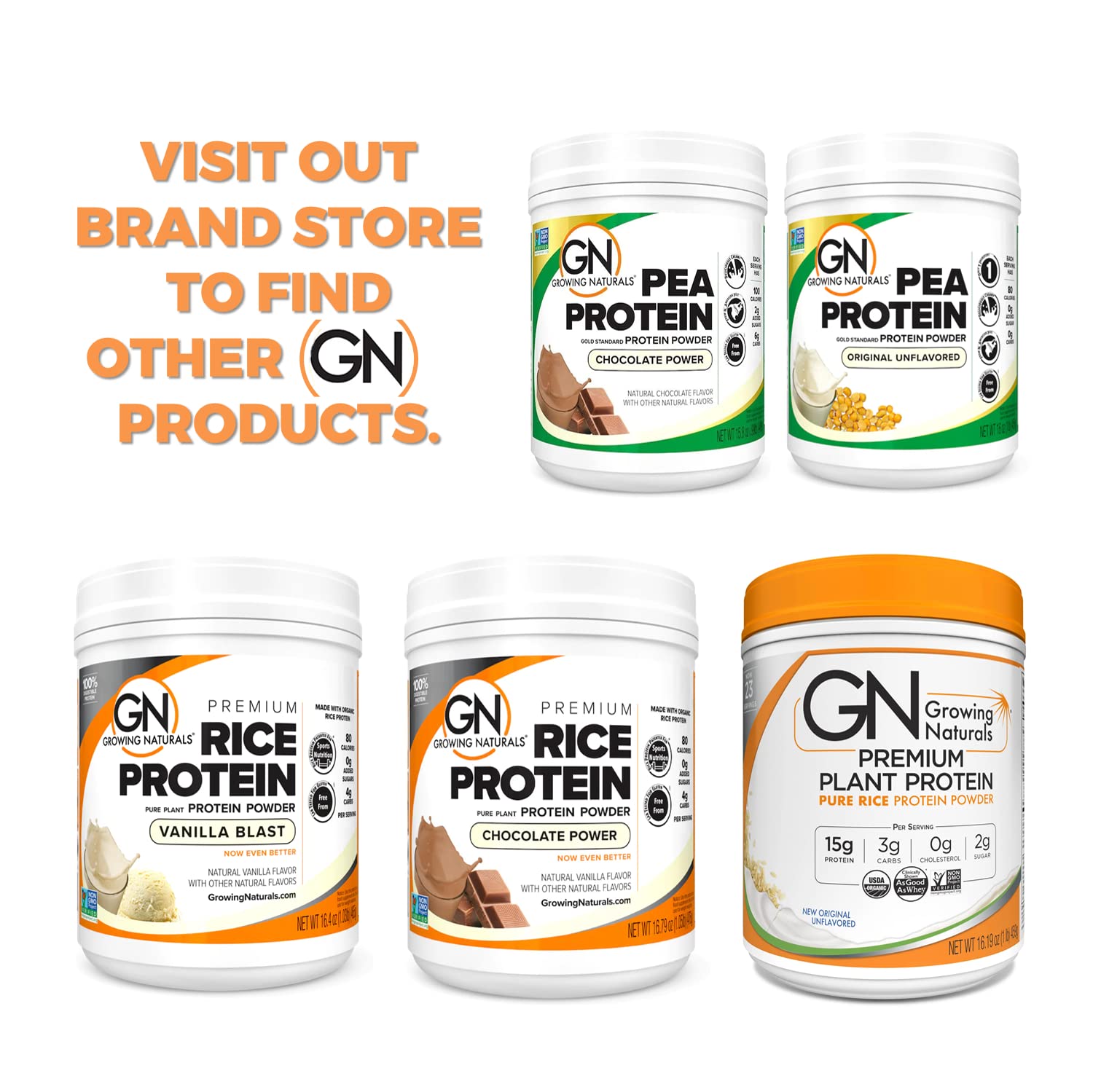 Growing Naturals Organic Rice Protein Powder in a bowl with a spoon
