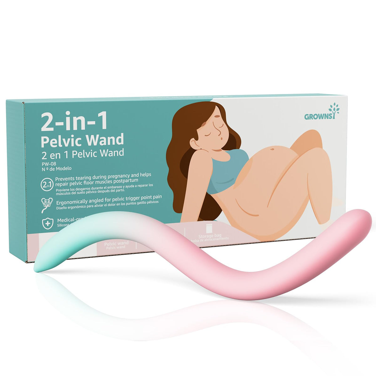 GROWNSY Perineal Massage Stick dual-end design aids labor prep and postpartum comfort.