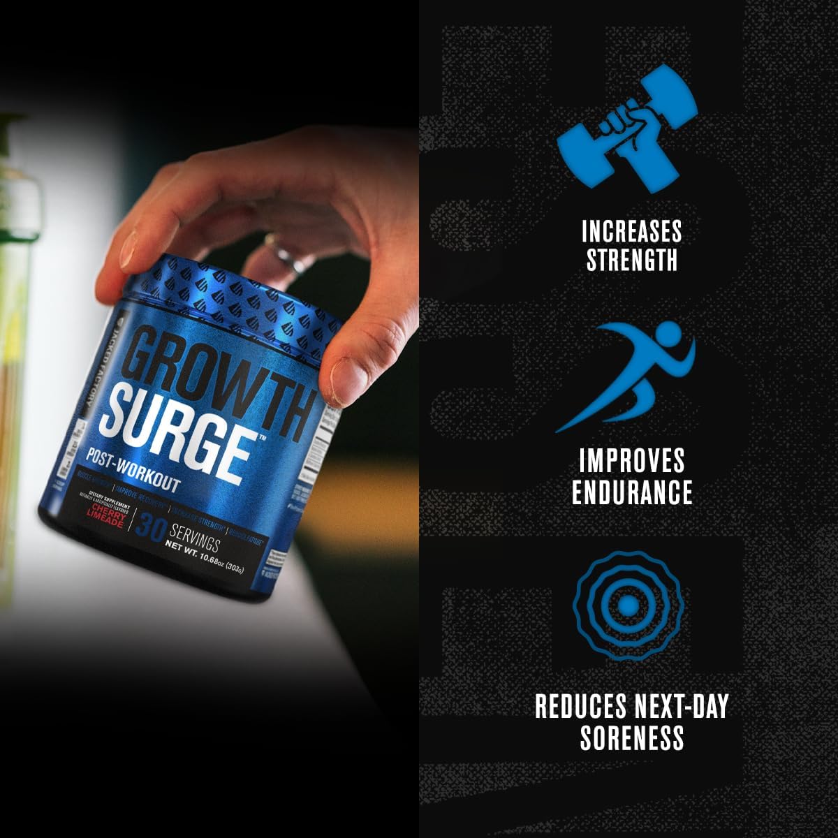 Growth Surge powder being stirred into water after training