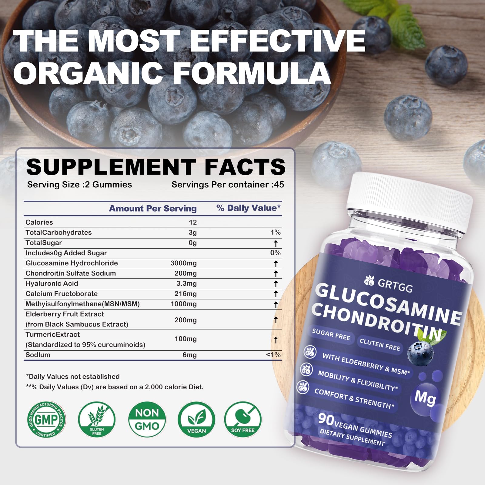 GRTGG glucosamine chondroitin gummies close-up showing berry flavored chewables