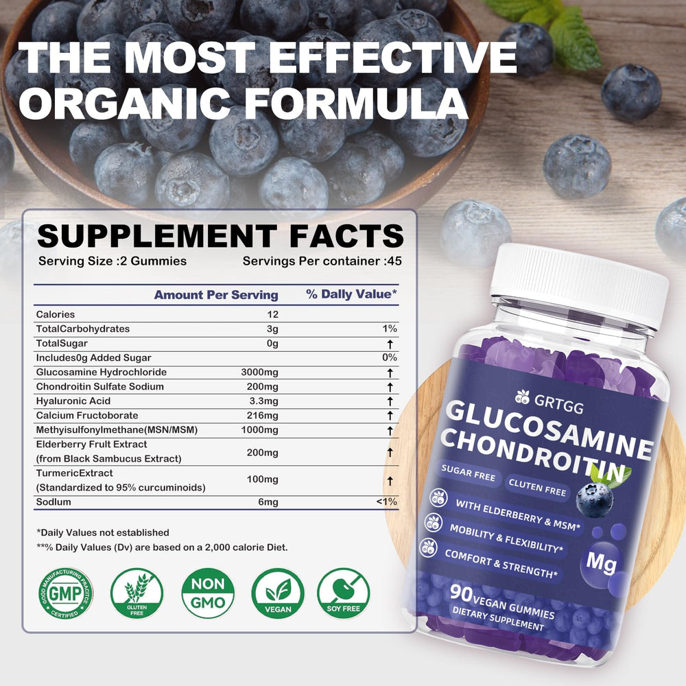 GRTGG glucosamine chondroitin gummies close-up showing berry flavored chewables