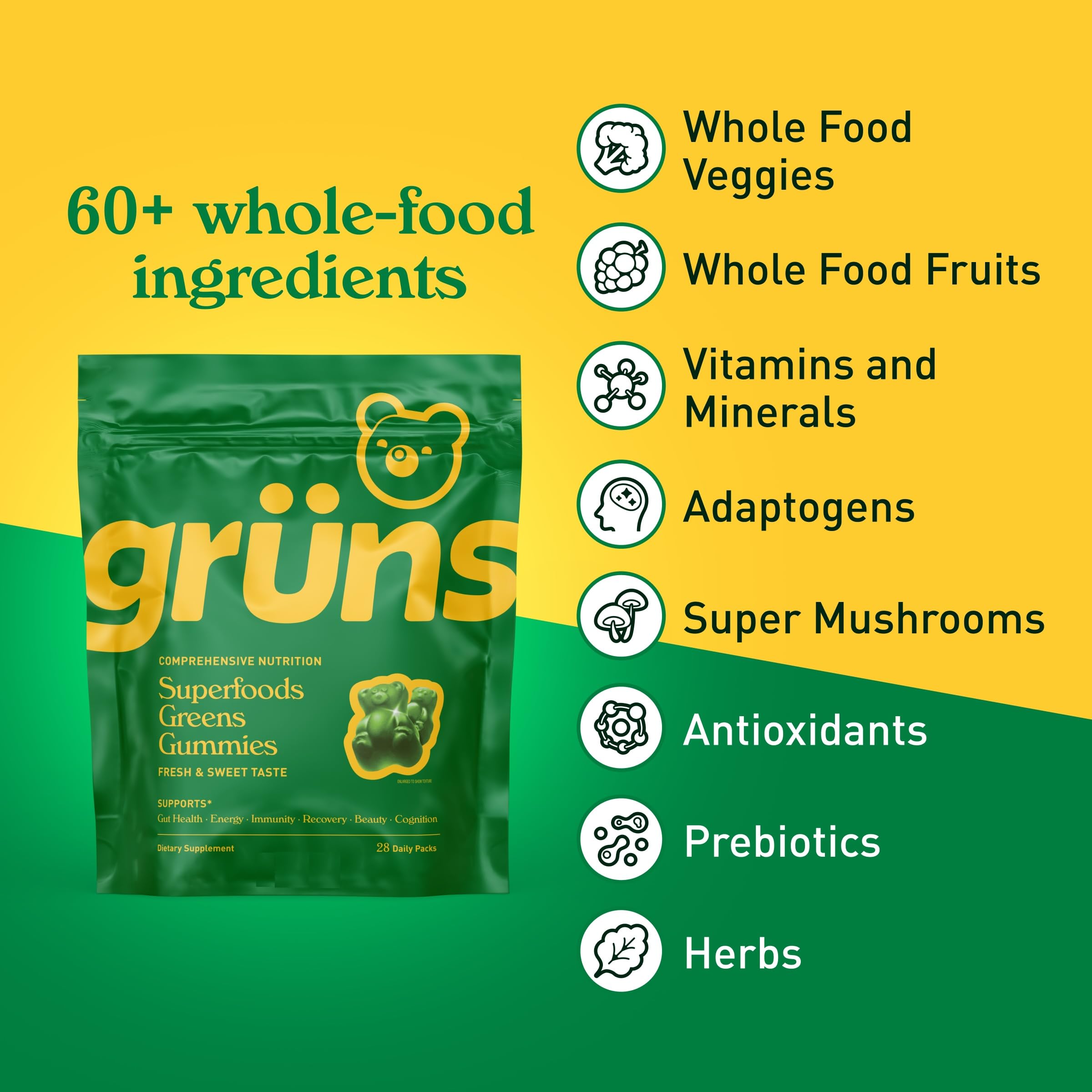 Grüns gummies strawberry flavor ready for everyday wellness and routine.