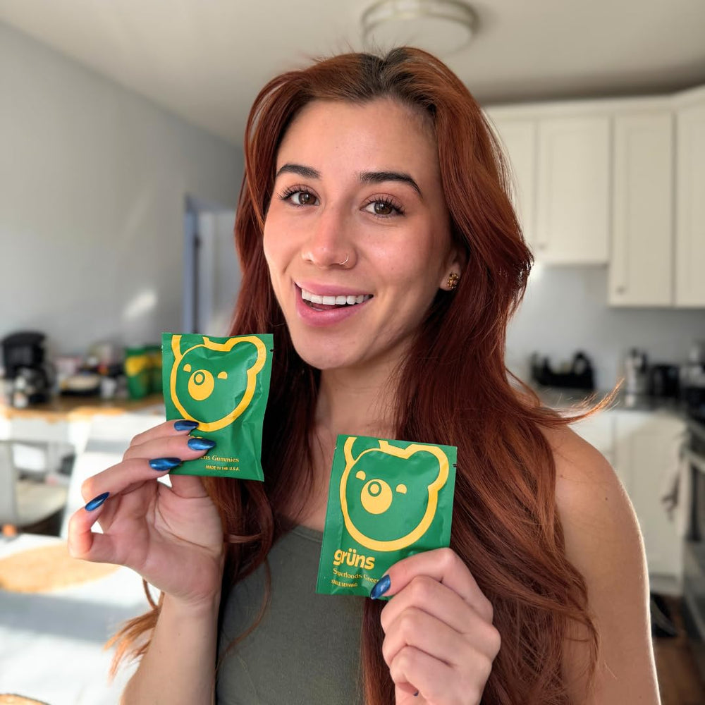 Grüns fiber and prebiotic-rich formula visualized in gummy form