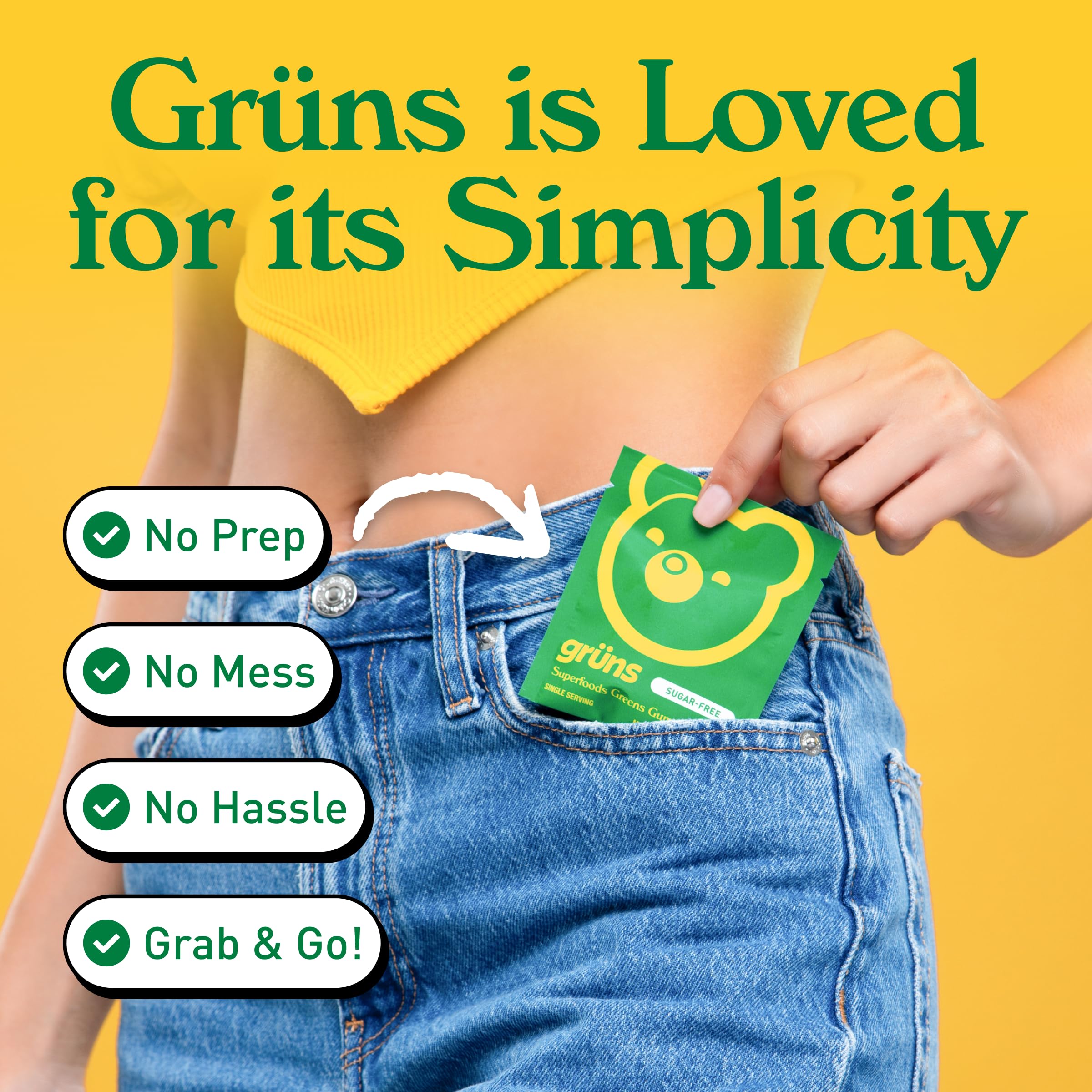 Grüns gummy with no artificial additives displayed