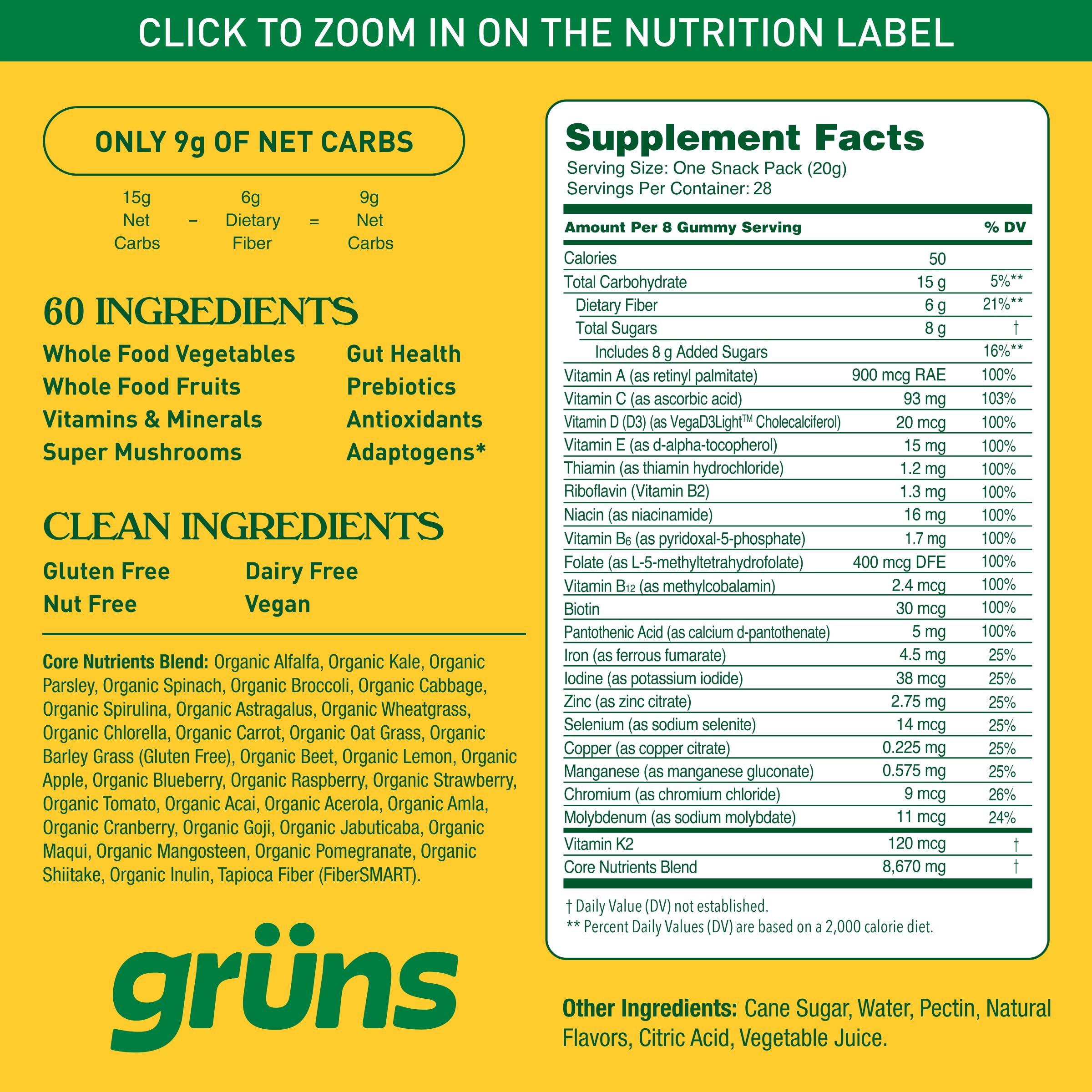 Grüns third-party testing seal assures quality and safety
