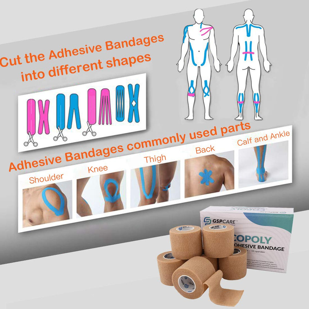 GSPCARE elastic breathable bandage closeup showing stretch and skin-friendly design
