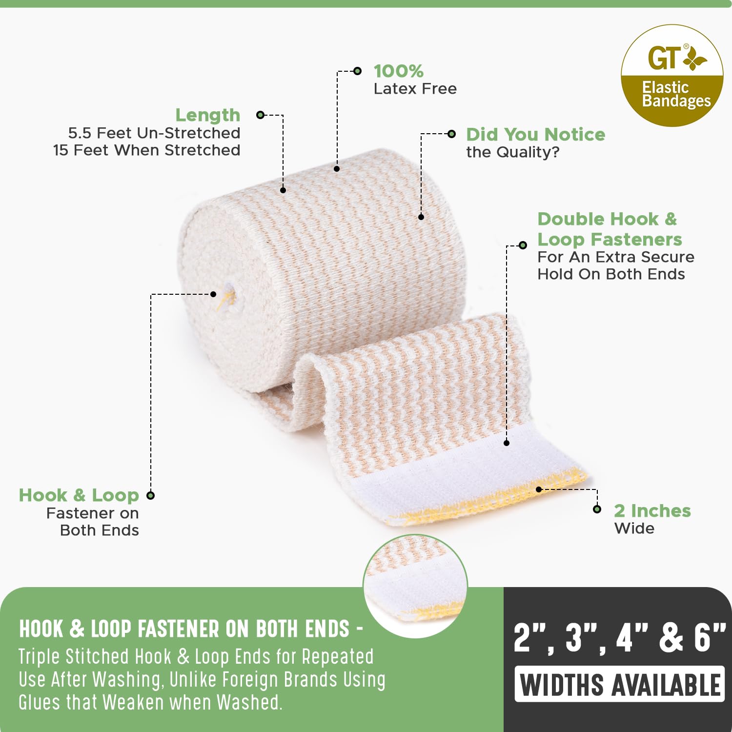 GT Bandaje elástico lavable a máquina y reutilizable