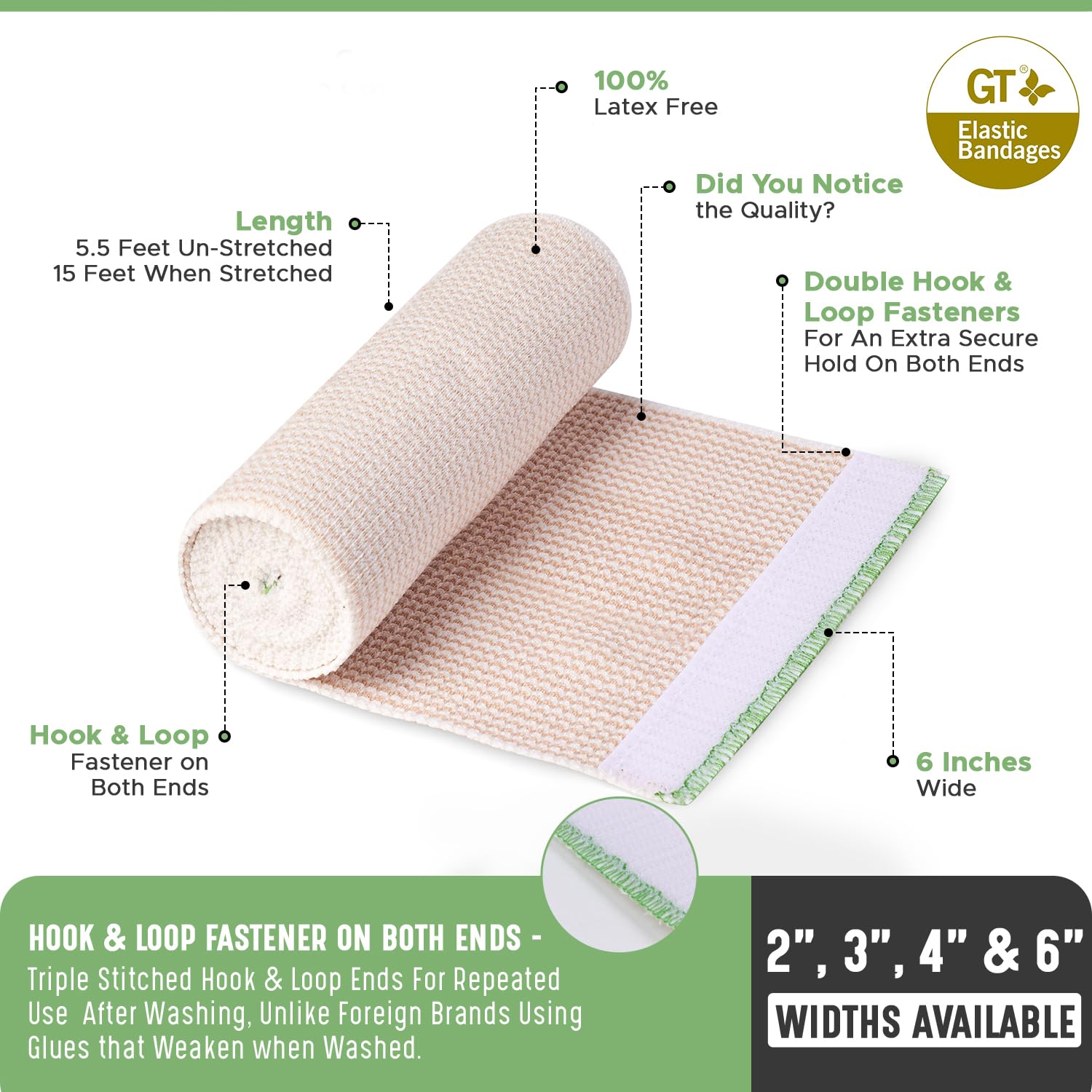 GT Bandage wrap rolled to show length and coverage reach