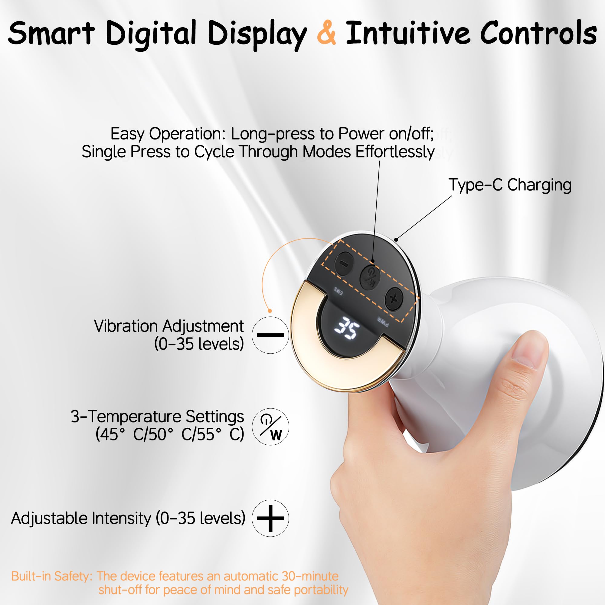 GTQKING Lymphatic Drainage Massager 35-speed control, precise intensity for personalized sessions.